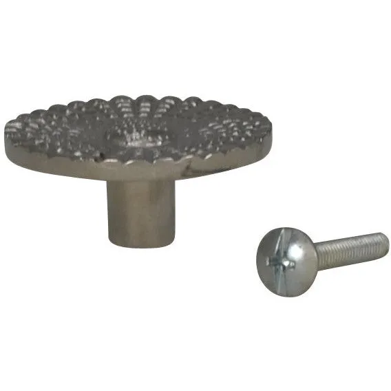 1 1/2 Solid Brass Art Deco Style Round Knob (Polished Chrome Finish)
