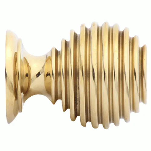 1 3/8 Inch Solid Brass Art Deco Round Knob (Lacquered Brass Finish)