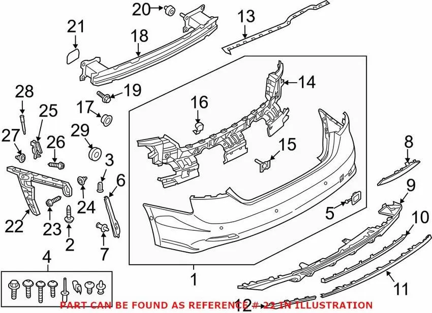 Audi Bumper Cover Support Rail – Rear Passenger Side 8W6807454