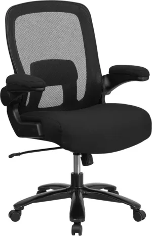 Big & Tall Office Chair | Black Mesh Executive Swivel Office Chair with Lumbar and Back Support and Wheels [BT-20180-GG]
