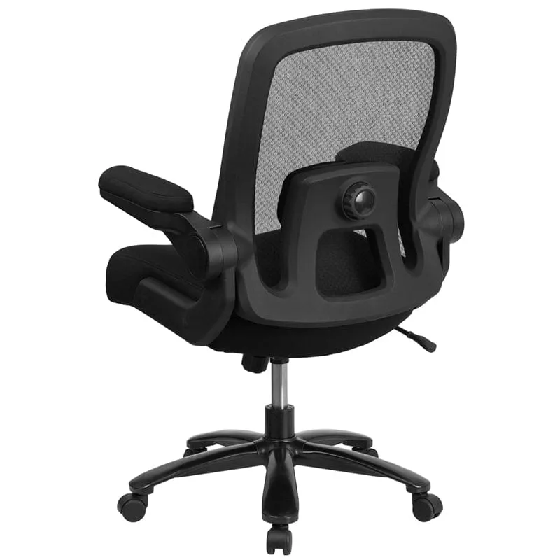 Big & Tall Office Chair | Black Mesh Executive Swivel Office Chair with Lumbar and Back Support and Wheels [BT-20180-GG]