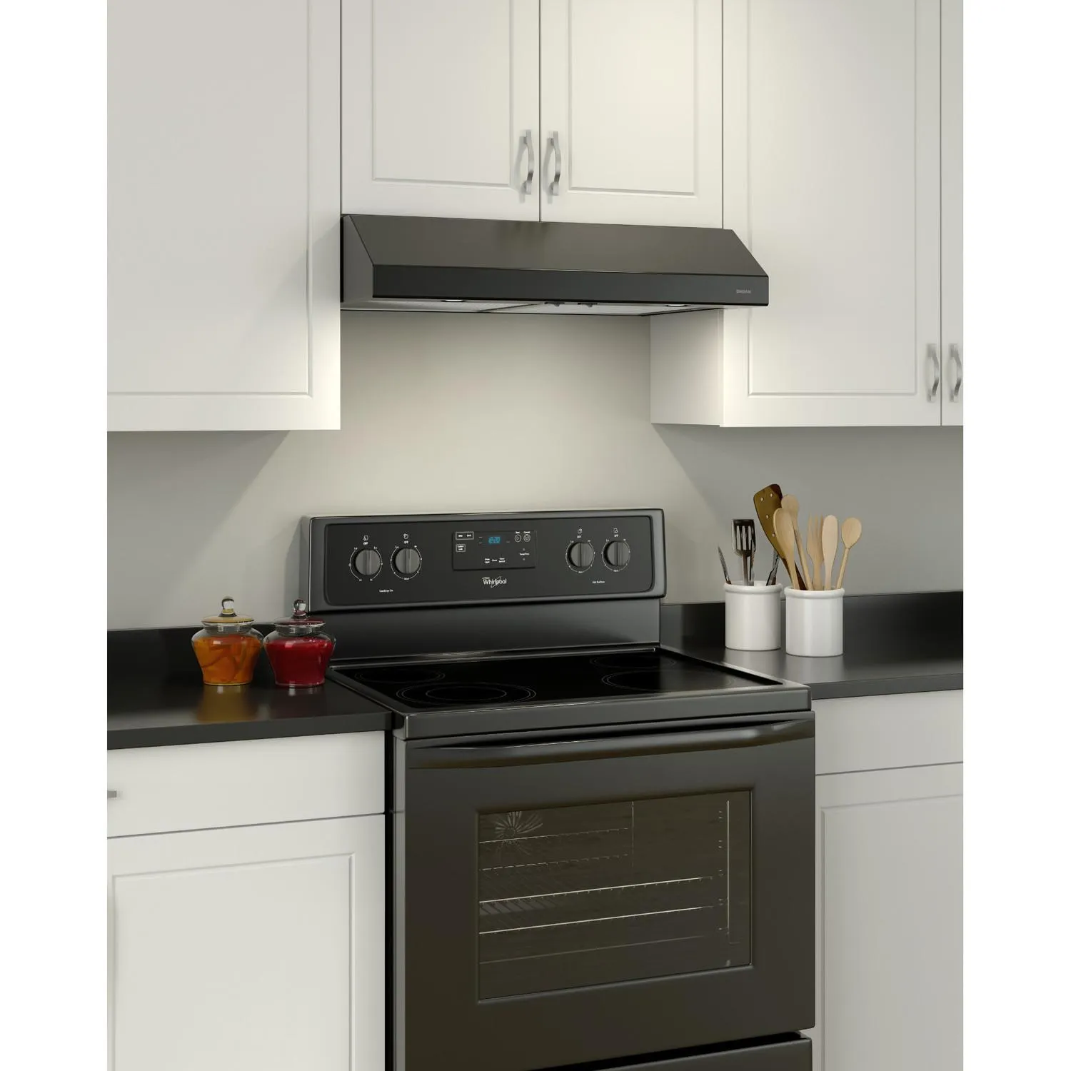 Broan BCSD130BL Glacier 30-Inch 300 Max Blower CFM 5 Sones Black Range Hood