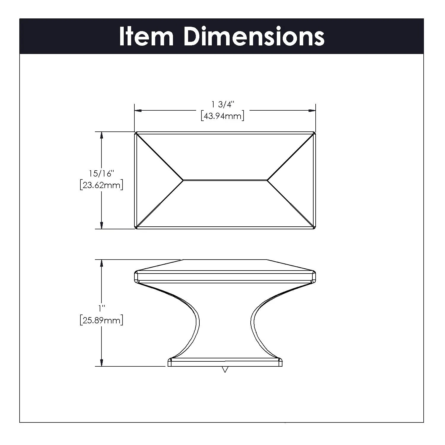 Bungalow Knob, 1-3/4" X 15/16" - CTG3816