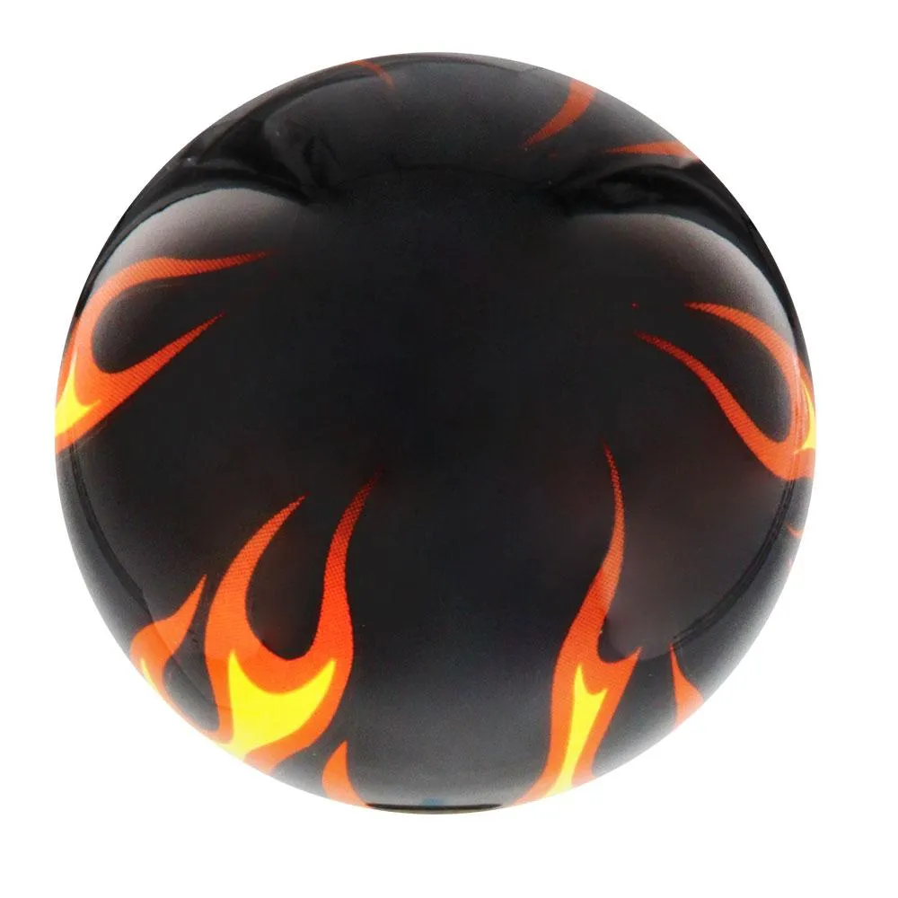Burst of Flames Black Round Knob Cane w/ Custom Color Ash Shaft & Collar