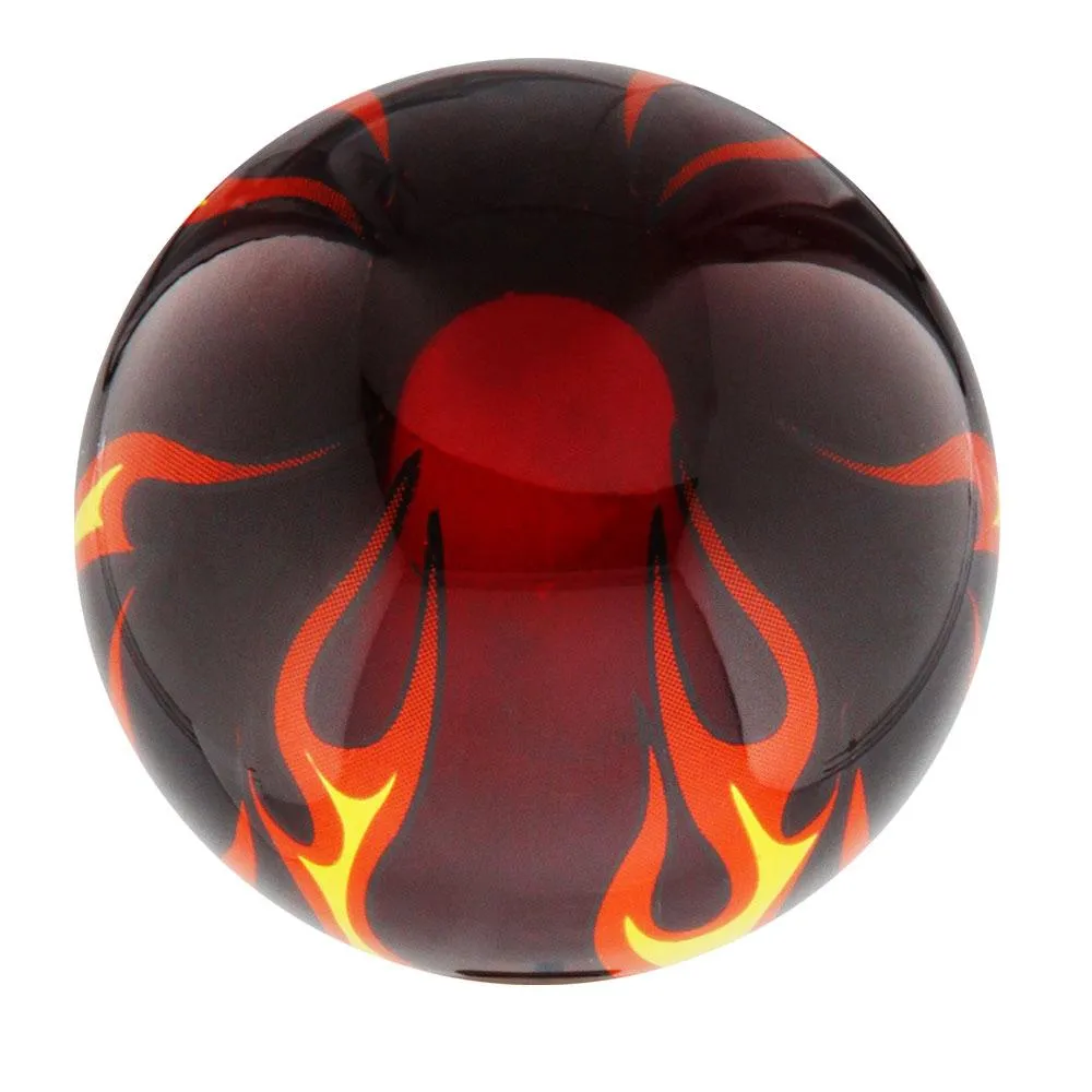 Burst of Flames Red Transparent Round Knob Cane w/ Custom Color Ash Shaft & Collar
