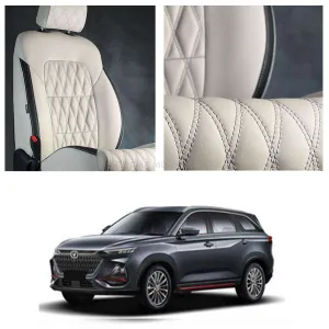 Changan Oshan X7 Diamond Cut Beige Black Seat Covers 5 Seater - Model 2022-2024
