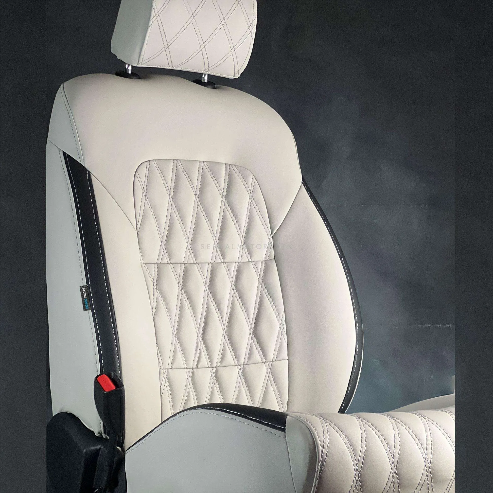 Changan Oshan X7 Diamond Cut Beige Black Seat Covers 5 Seater - Model 2022-2024