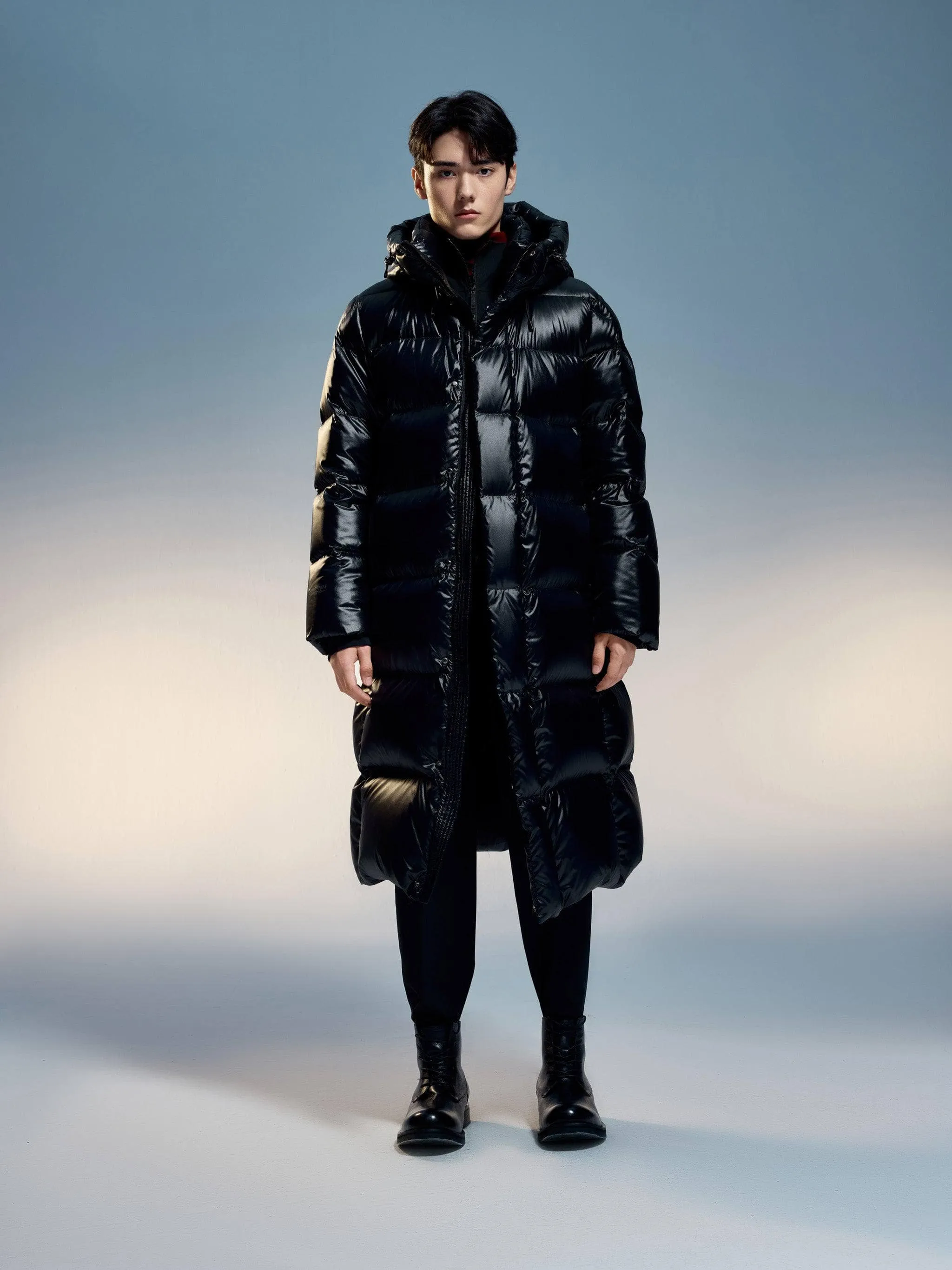 Classic long puffer with hood