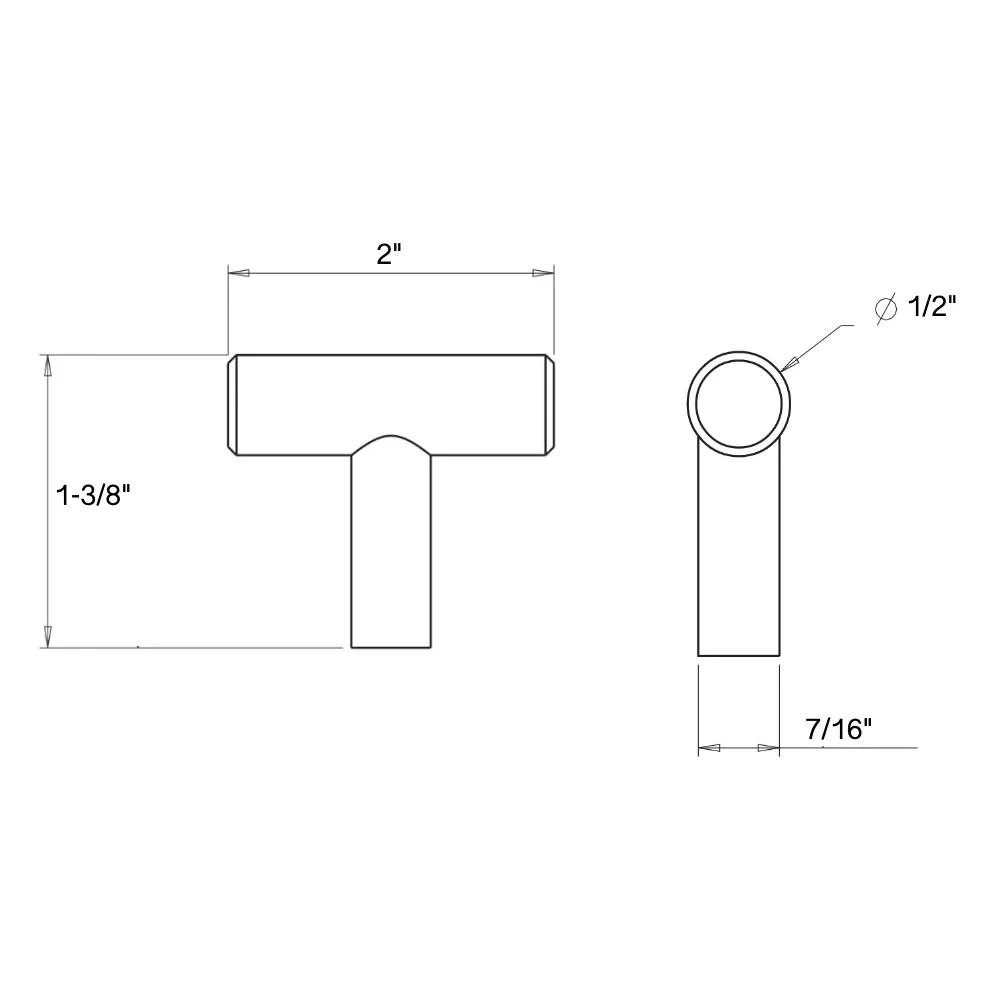 Cosmas 305SN Satin Nickel Euro Style T Bar Knob