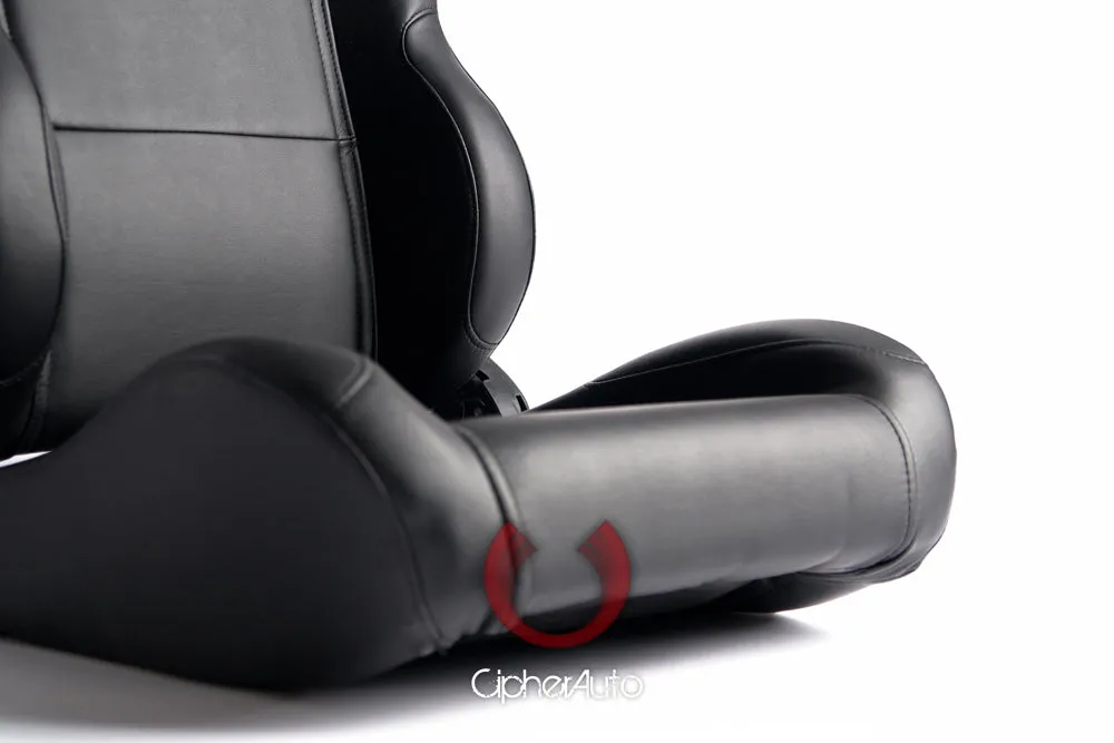 CPA1001 All Black Leatherette Cipher Auto Racing Seats - Pair