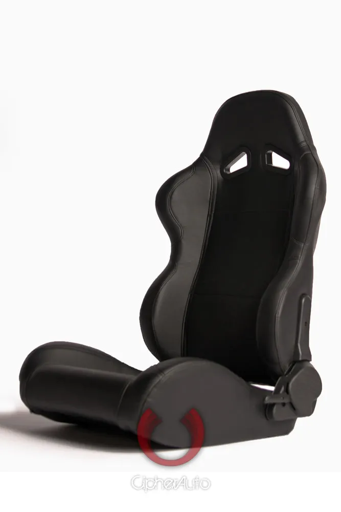 CPA1001 All Black Leatherette Cipher Auto Racing Seats - Pair