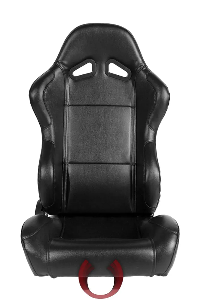 CPA1001 All Black Leatherette Cipher Auto Racing Seats - Pair