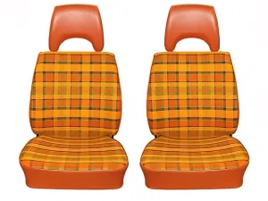 Custom Upholstery for Front Bucket Seats (Plaid/Vinyl) [Late Bus]