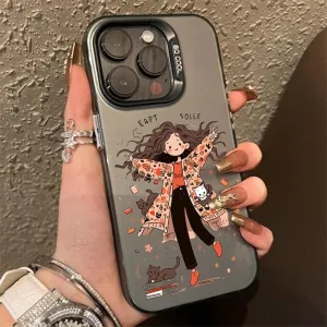 Cute Phone Cases For iPhone 13, 14, 11, 12, 15 Pro Max, SE, 7, 8 Plus, X, X, XR, and XS Max - Art Graffiti Girl Pattern - TSP243