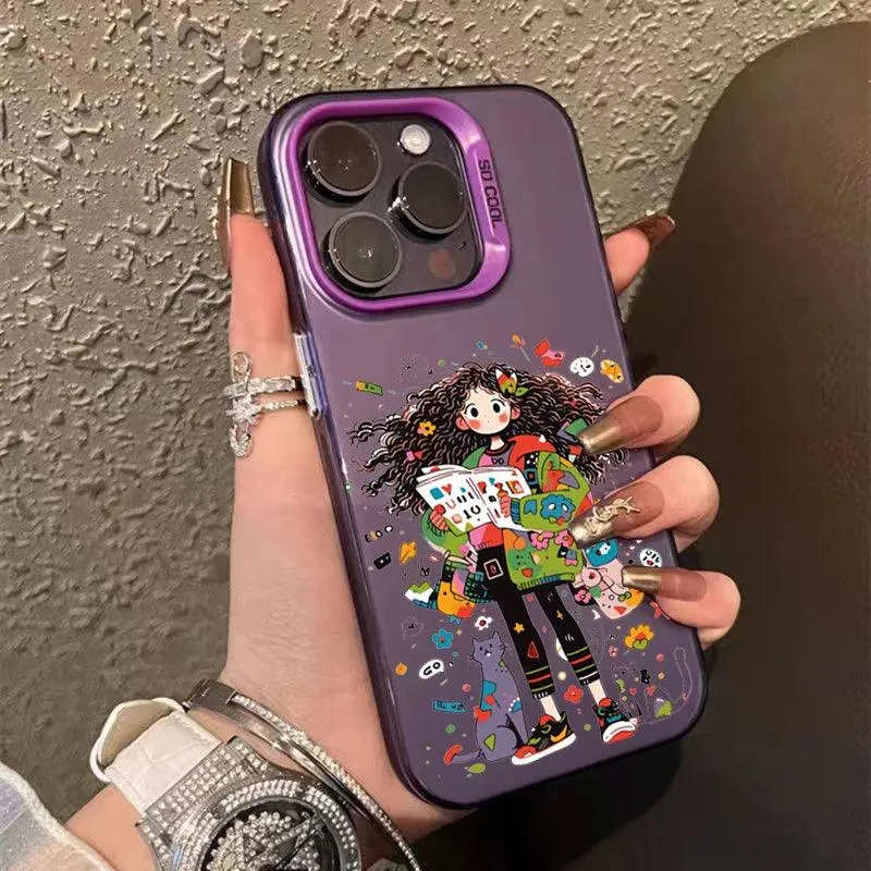 Cute Phone Cases For iPhone 13, 14, 11, 12, 15 Pro Max, SE, 7, 8 Plus, X, X, XR, and XS Max - Art Graffiti Girl Pattern - TSP243