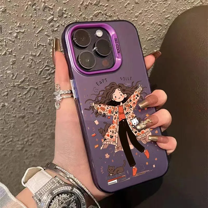 Cute Phone Cases For iPhone 13, 14, 11, 12, 15 Pro Max, SE, 7, 8 Plus, X, X, XR, and XS Max - Art Graffiti Girl Pattern - TSP243