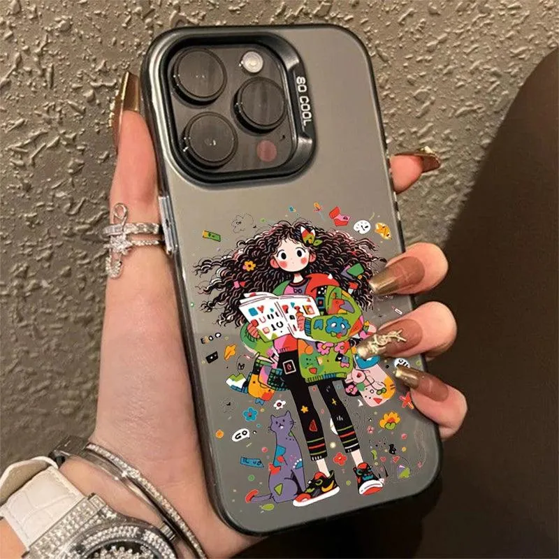 Cute Phone Cases For iPhone 13, 14, 11, 12, 15 Pro Max, SE, 7, 8 Plus, X, X, XR, and XS Max - Art Graffiti Girl Pattern - TSP243