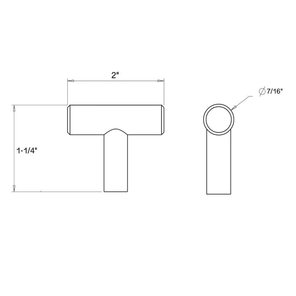 Diversa Brushed Brass Euro Style T-Bar Cabinet Knob
