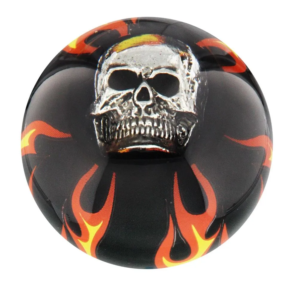 Fire & Brimstone Skull Black Round Knob Cane w/ Custom Wood Shaft & Collar