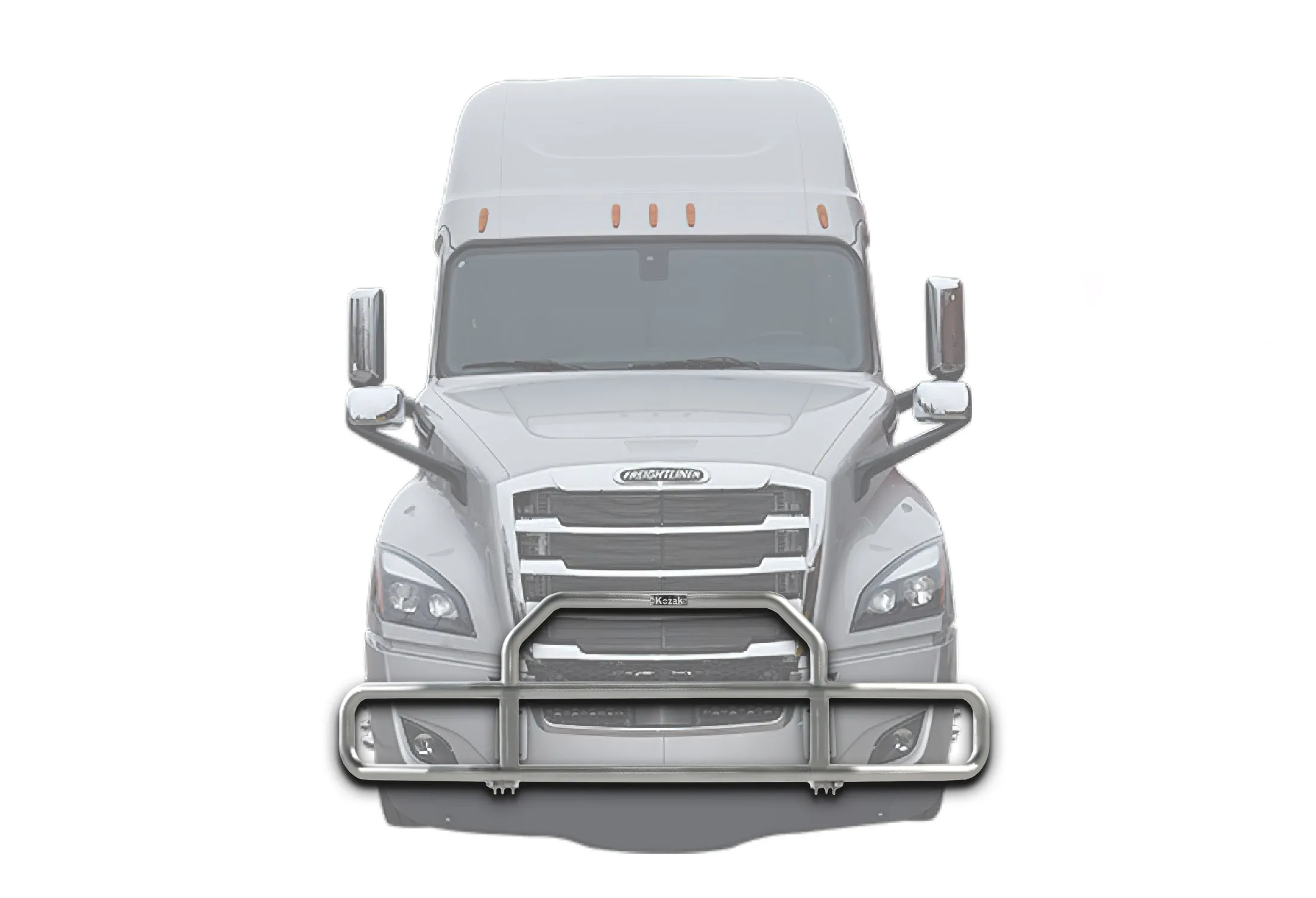 Front Grille Guard with Lights Chrome 2018  Freightliner Cascadia 126 116