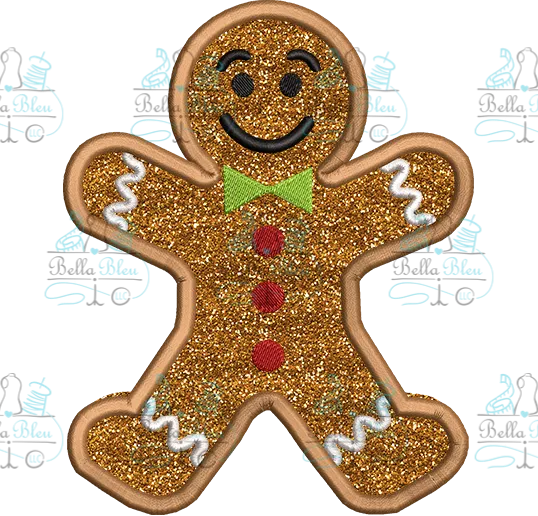 Gingerbread man Side Design Applique 3 sizes