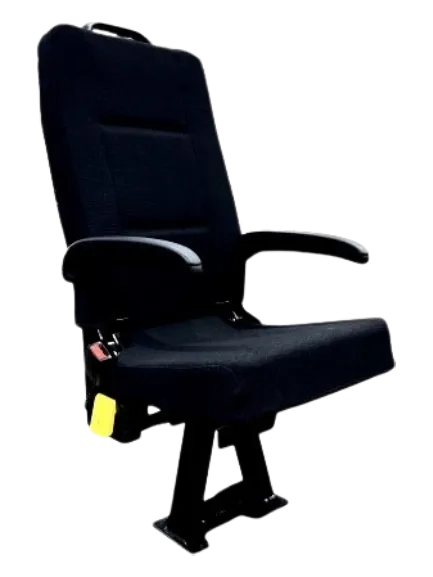 GO-ES Single Flip Swivel Seat with 3 Point Seatbelt Black Vinyl - Streetside