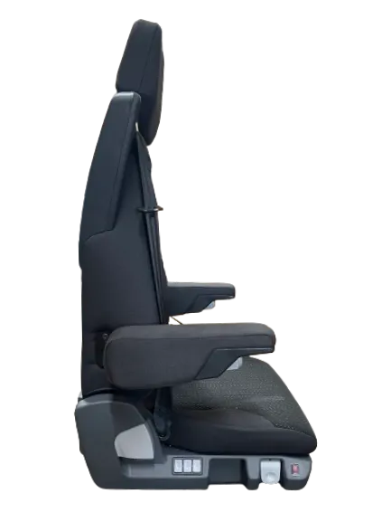 ISRI 6830KM/870 NTS Dual Armrest - LIEBHERR - Black Cloth - 3PT Seat Belt & 24v Compressor
