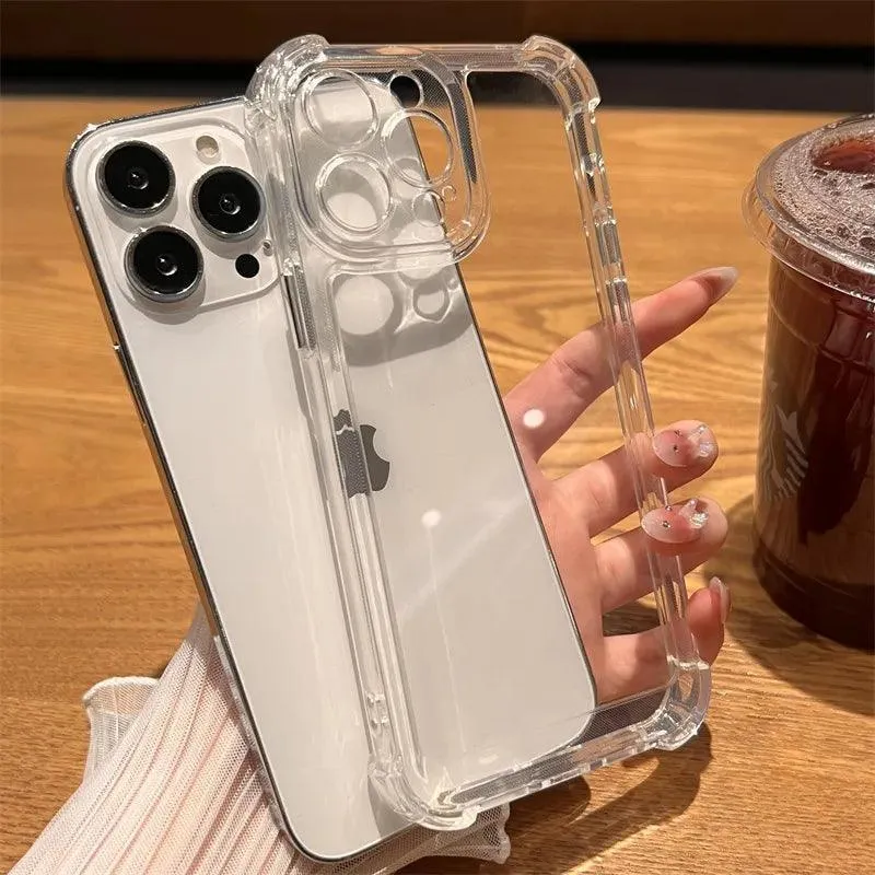 Luxury Clear Shockproof iPhone Case: Stylish Transparent Cover with Enhanced Drop Protection