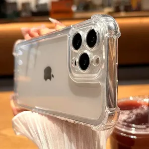 Luxury Clear Shockproof iPhone Case: Stylish Transparent Cover with Enhanced Drop Protection