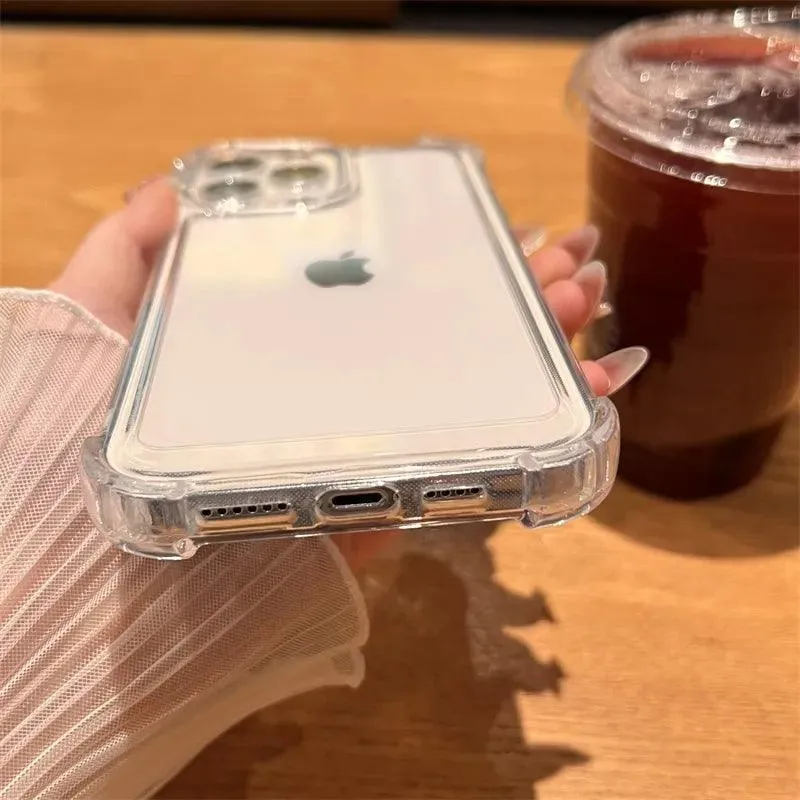 Luxury Clear Shockproof iPhone Case: Stylish Transparent Cover with Enhanced Drop Protection
