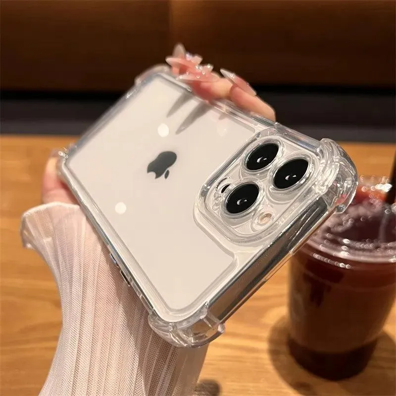 Luxury Clear Shockproof iPhone Case: Stylish Transparent Cover with Enhanced Drop Protection