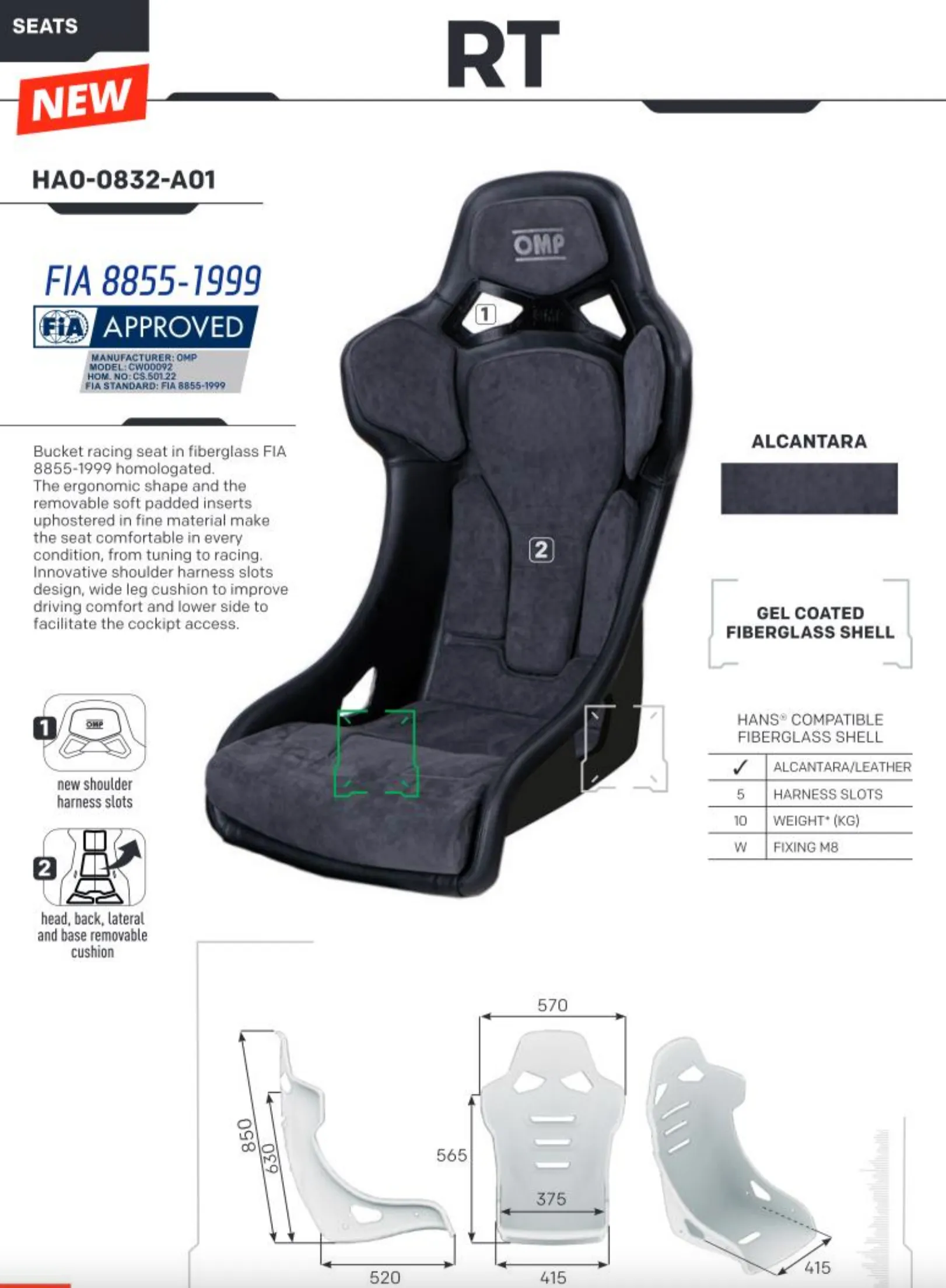 OMP RT SEAT FIA 8855-1999