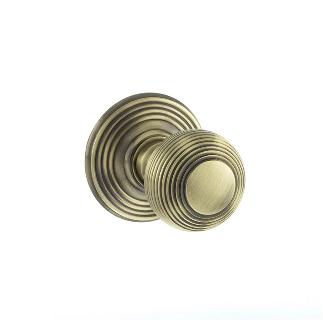 Ripon Reeded Old English Mortice Knob - Antique Brass