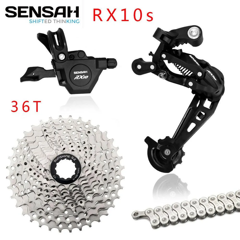 SENSAH RX10 1x10Speed Groupset YBN Chain Group Rear Derailleurs 36t 42t MTB Cassette  Shifter Rainbow M6000 A5 A7 Deore