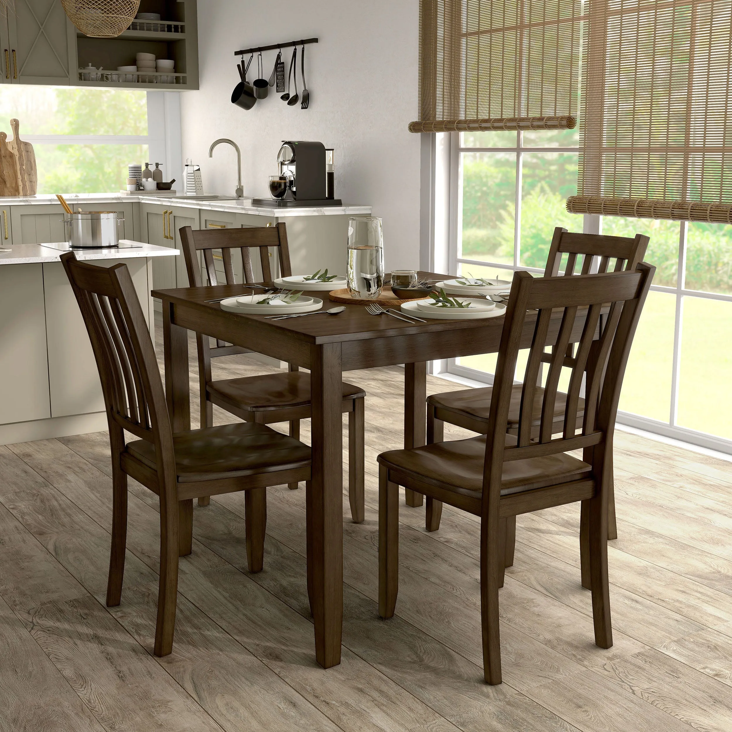 Sherry 5-Piece Square Wood Top Dining Room (Seats-4)