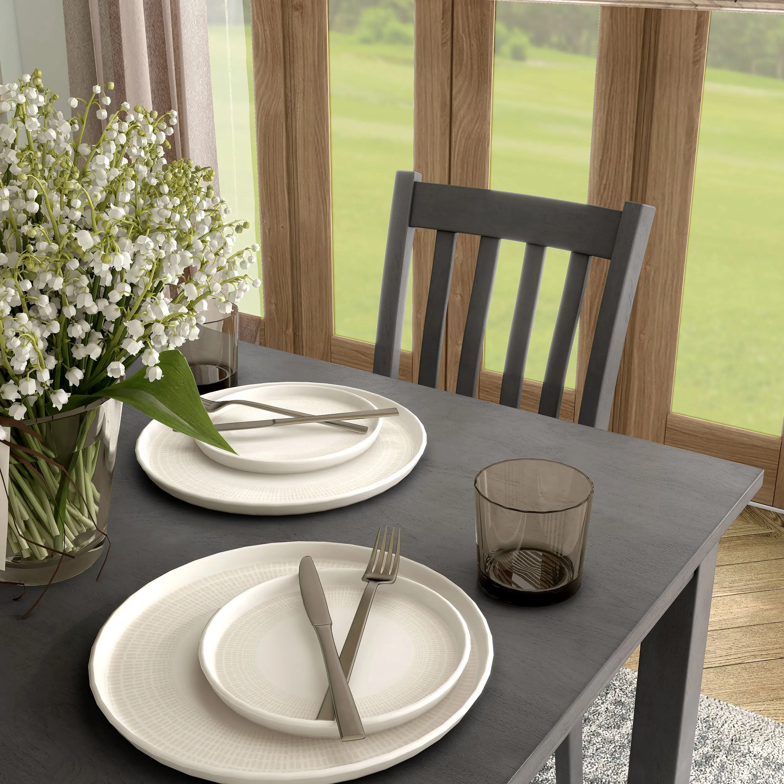 Sherry 5-Piece Square Wood Top Dining Room (Seats-4)