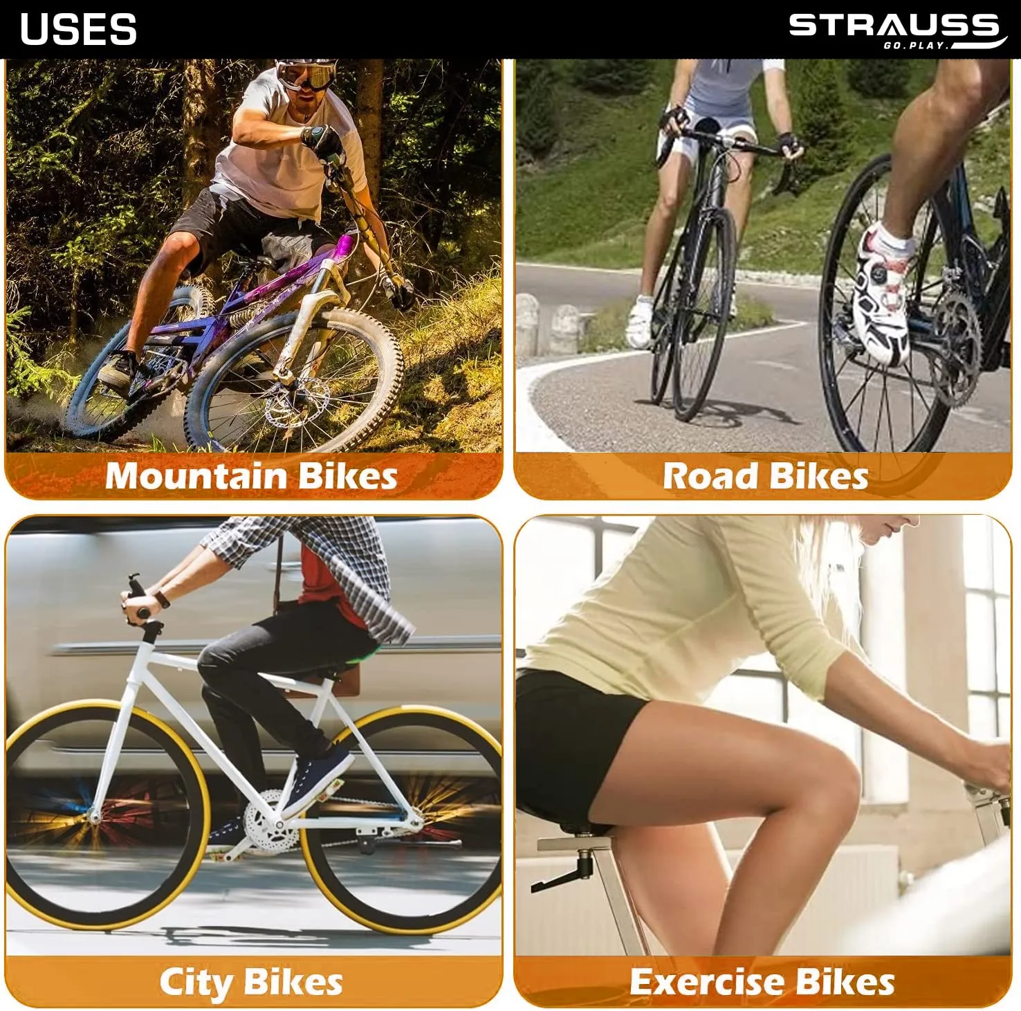 STRAUSS Bicycle Standard Saddle Foam Seat Cover with Anti-Slip Granules & Soft, Thick Padding | Superior Comfort, Breathable Design | Comes with Adjustable Rope Straps & Fits all Cycles, (Black)