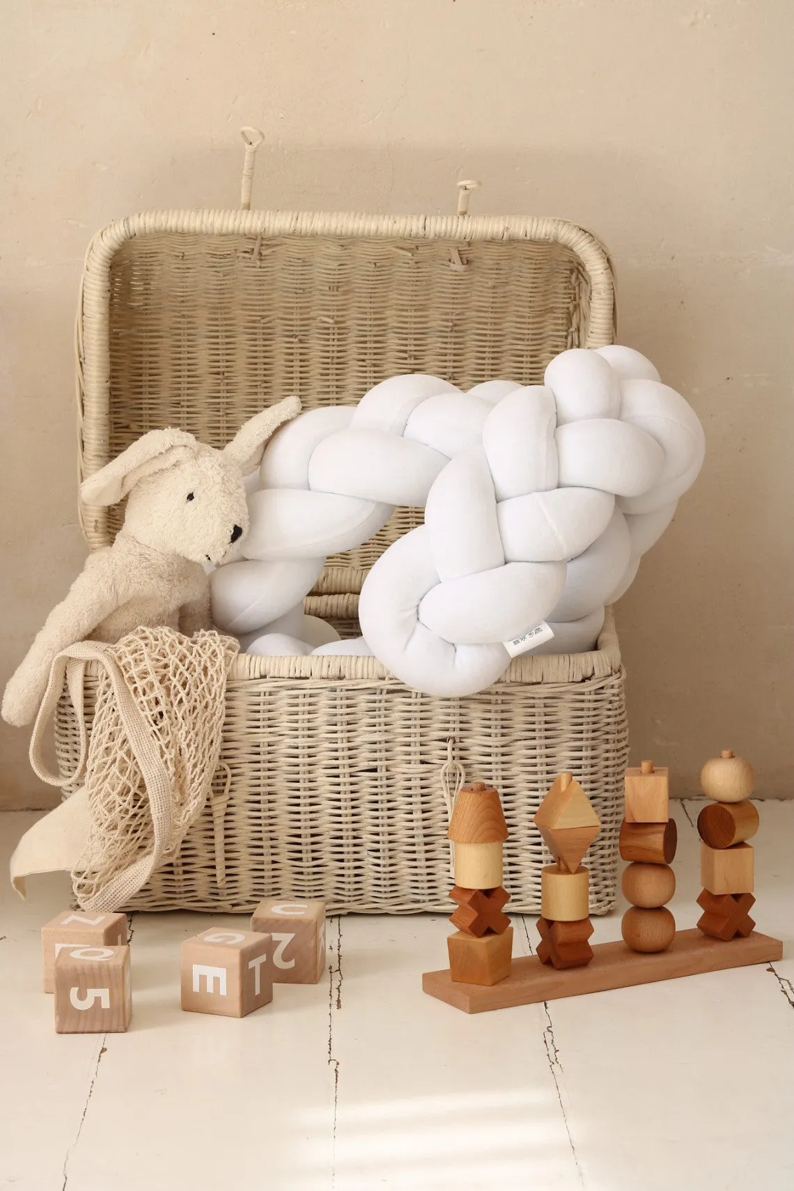 Velour Cot Bumper - Braided - White (120-400cm) | PRE-ORDER