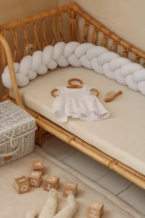 Velour Cot Bumper - Braided - White (120-400cm) | PRE-ORDER