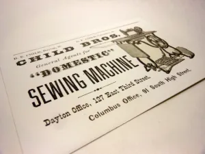 Vintage Style Postcard Set of 4 ~ Child Bros Domestic Sewing Machine ~ Vintage Sewing Machine Salesman Advertisement Postcard