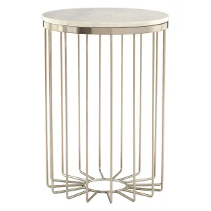 White Marble Cage Design Iron Table