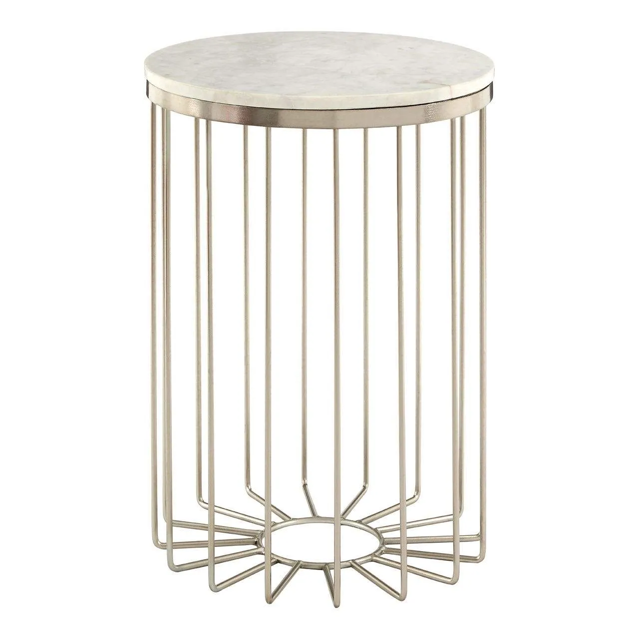 White Marble Cage Design Iron Table