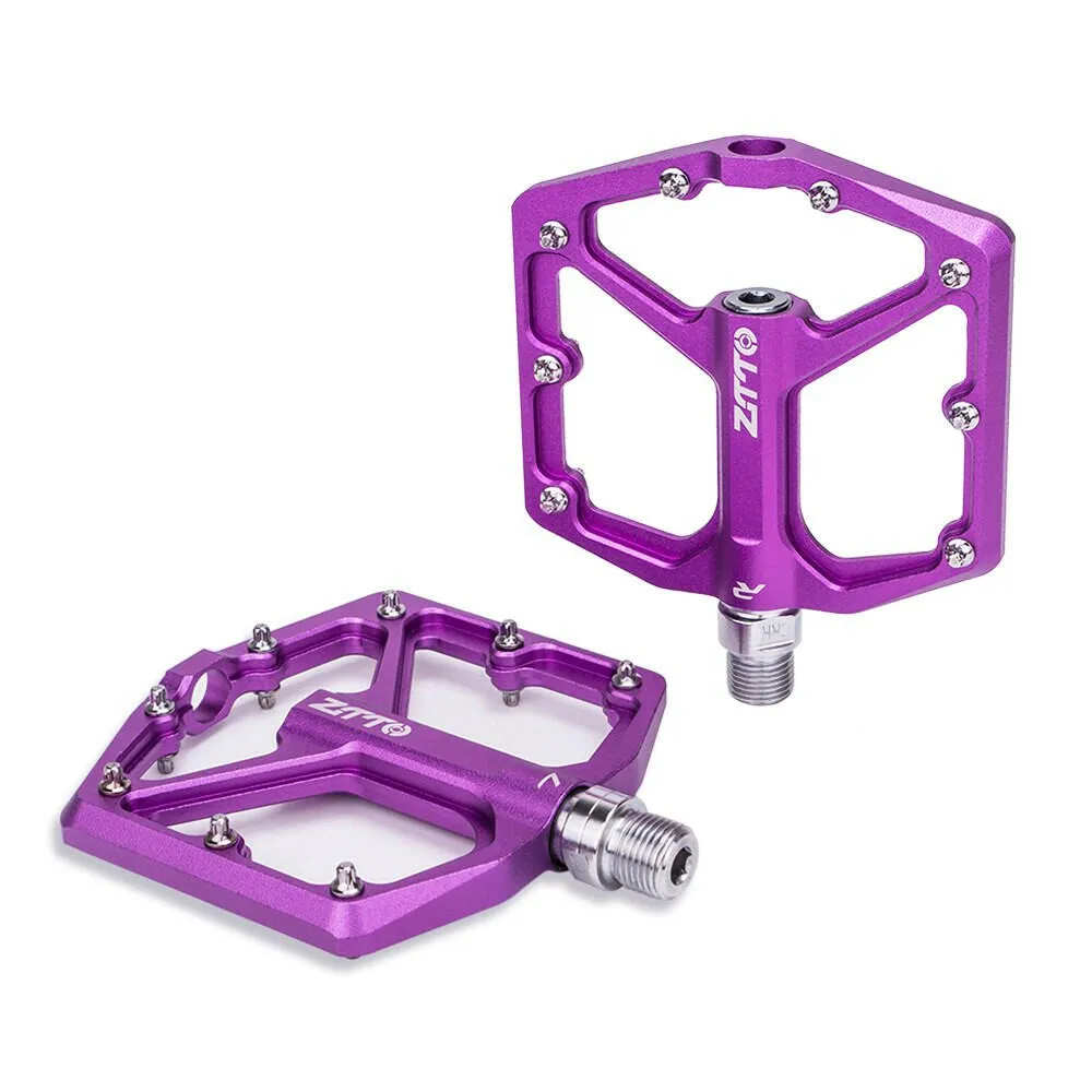 ZTTO MTB CNC Aluminum Alloy Ultralight Flat Pedal AM Enduro Bike Smooth Bearings 9/16 Thread Large Area For Gravel JT07